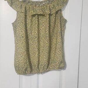 Max Studio Yellow Floral Ruffle Blouse